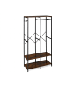 relaxdays Garderobe in Schwarz/ Braun - (B)94,5 x (H)180 x (T)40 cm