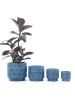 ABRIHOME Pflanztopf Set in Blau 4-tlg Ø38/31,5/24/19 cm Keramik frostsicher
