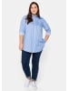 sheego Gestreifte Bluse in mittelblau
