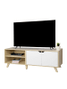 relaxdays TV-Lowboard in Natur/ Weiß - (B)140 x (H)50 x (T)40 cm