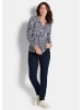 GOLDNER Jerseybluse Elegantes Blusenshirt mit V-Ausschnitt in blau / gemustert