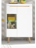 Furn.Design Highboard weiß, Eiche, skandinavisch 90 cm, Vitrine mit Soft-Close-Funktion