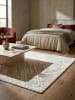 KADIMA DESIGN Teppich Kurzflor Strapazierfähig ARLEN Rautenlinien Muster Wohnzimmer in Creme