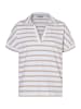 More & More sportives, gestreiftes Poloshirt in white/powder beige