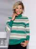 Sieh an! Stehkragen-Pullover in smaragd-ecru-gemustert