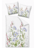 Janine Janine Modern Art Mako Satin Bettwäsche - Blumenwiese in weiß