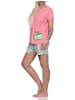 NORMANN Schlafanzug kurzarm Pyjama Shorty Kiwi print - 86383 in pink
