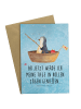 Mr. & Mrs. Panda Grußkarte Pinguin Angelboot mit Spruch in Eisblau