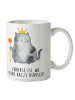 Mr. & Mrs. Panda Bürotasse Katze König mit Spruch in Weiß