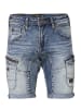KOROSHI Regular fit stretch denim bermuda shorts. in blau