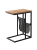 home24 home24 Beistelltisch mit Ablage (1er Set) - Schwarz / Braun - Massivholz Eiche, Eisen & Fleece - 50.0 x 60.0 x 30.0 cm in Schwarz / Braun