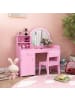 COSTWAY 2 in 1 Schminktisch Set Kinder mit LED in Rosa