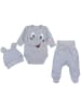 TupTam Baby Bekleidungsset Langarmbody Hose Mütze3 teilig in grau