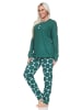 NORMANN Langarm Schlafanzug Pyjama Tupfen Punkte Optik - 87060 in grün