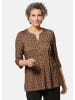 GOLDNER Kurzgröße:  Figurschmeichelndes Drucktunika-Shirt in schwarz / milchkaffee