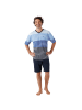 hajo Pyjama in Blau/Grau