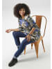 Aniston PLUS Langarmshirt in blau-olive-beige-offwhite-braun