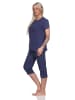 NORMANN Schlafanzug kurzarm Pyjama Caprihose Tupfen Punkte Optik - 86427 in navy