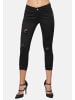 EGOMAXX Skinny Denim Jeans Hosen mit Glitzer und cropped Design in Schwarz