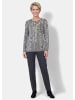 GOLDNER Kurzgröße:  Hahnentrittpullover mit Glanz in grau / gemustert