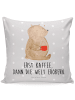 Mr. & Mrs. Panda Kopfkissen Bär Kaffee mit Spruch in Grau Pastell