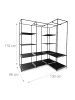 relaxdays Eckschrank in Schwarz - (B)86 x (H)170 x (T)130 cm