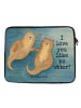 Mr. & Mrs. Panda Laptop Tasche Otter Hände halten Design mit Spruch in Weiß