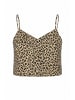 Mavi Jeans Leinen Cropped Top Shirt mit Leo-Muster in Braun