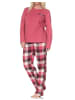 NORMANN Schlafanzug langarm karierte Flanell Schlafhose in altrose