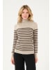 Kaffe Strickpullover KAlizza Slim fit in Feather Gray/ Brown Stripe