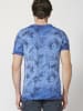 KOROSHI Kurzarm-T-Shirt mit tropischem Print in blau