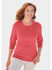 GOLDNER Rundhalspullover Sommerlicher Strickpullover mit Ajourmuster in koralle