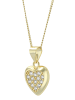 Adeliás Damen Anhänger – Herz Herzanhänger aus 925 Silber mit Zirkonia in gold