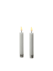 Adilina 2x LED Stabkerzen LINA Rustik-Optik Echtwachs H: 16cm in weiß