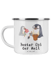 Mr. & Mrs. Panda Camping Emaille Tasse Pinguin Bester Opi der We... in Weiß