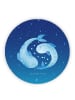 Mr. & Mrs. Panda Rund Magnet Sternzeichen Fische ohne Spruch in Sternenhimmel Blau