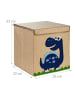 relaxdays Kinder-Aufbewahrungsbox "Dino" in Beige/ Blau - (B)33 x (H)33 x (T)33 cm