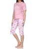NORMANN Kurzarm Capri Schlafanzug Shorty Übergröße Cupcake in rosa