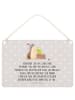 Mr. & Mrs. Panda Schild Igel Federschmuck mit Spruch in Grau Pastell
