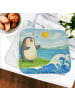 Mr. & Mrs. Panda Topflappen Pinguin Surfer Design ohne Spruch in Weiß