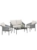 Outsunny Rattan Gartenmöbel Set in Khaki 118L x 66B x 65H cm
