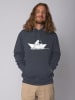 wat? Apparel Sweatshirt Astronaut in paper boat in India Ink Grey