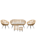 Beliani 5-tlg Sitzgruppe MARATEA/CESENATICO in Naturfarben/Schwarz/Beige