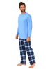NORMANN Schlafanzug lang Pyjama FlanellHose Karo - 88257 in hellblau1