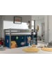 58 aufm Kessel KINDERBETT Karolina 210x114x106 Massivholz Grau Textilset Spaceman