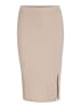 Vila Gerippter Jersey Bleistift Rock High Waist Midi Skirt in Beige