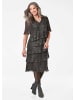 GOLDNER Kurzgröße:  Plisseekleid Elegantes Abendkleid mit Glanz-Effekt in schwarz / silberfarben / gemustert
