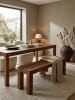 KADIMA DESIGN Holzbank Massiv | Sheesham, 120x45x35cm, Landhausstil in Braun
