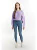 myMo Damen Strick Cropped Pullover in Violett