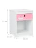relaxdays Kinder-Nachttisch "Schwan" in Weiß/ Rosa - (B)32 x (H)41 x (T)31 cm